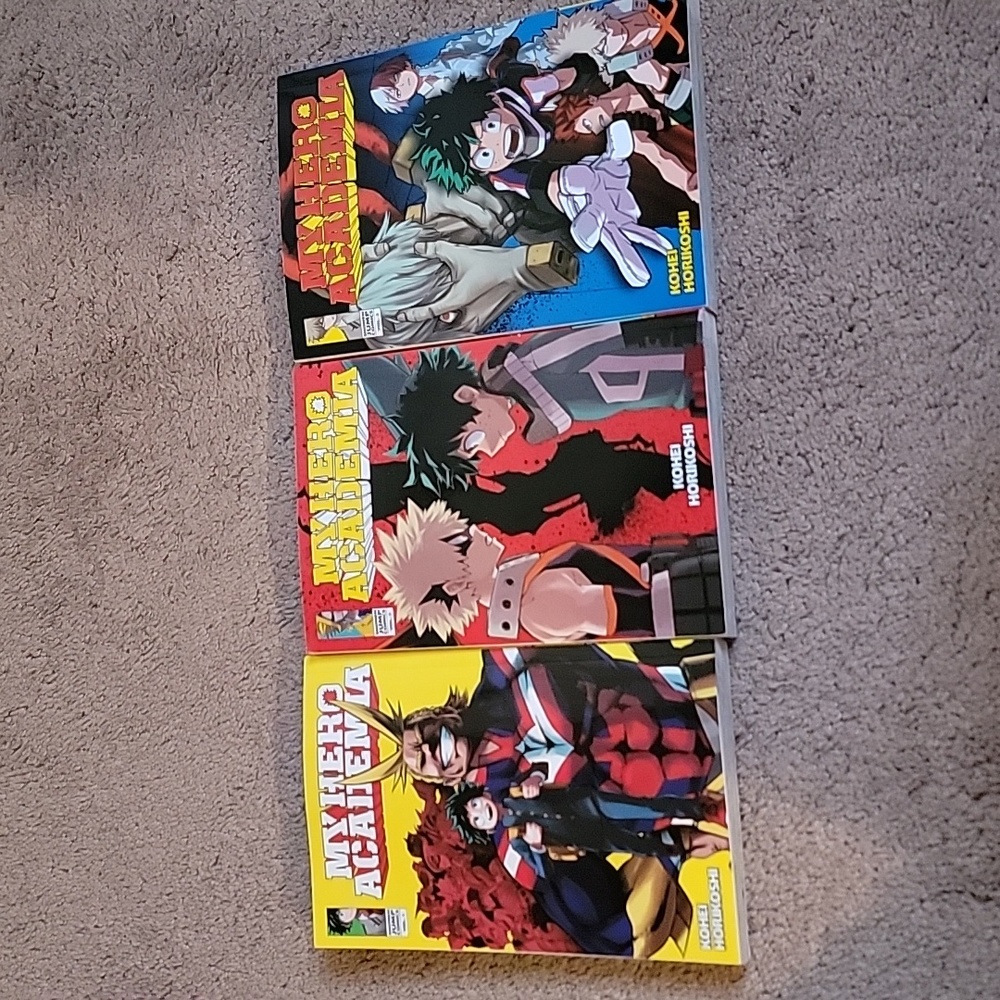 3 anime books my hero academia volumes 1-3